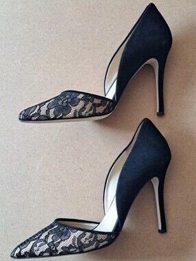 BCBGeneration Black Lace Pointed Toe Heels | Size 8.5